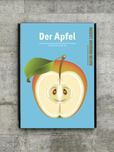 Plakat zur Ausstellung «Der Apfel» für das Natur-Museum Luzern