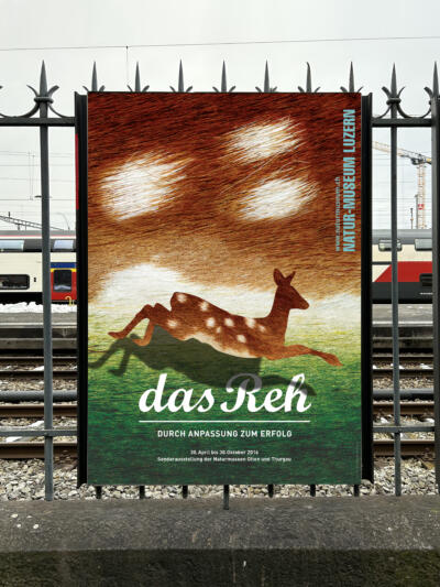 Plakat zur Ausstellung «das Reh» für das Natur-Museum Luzern